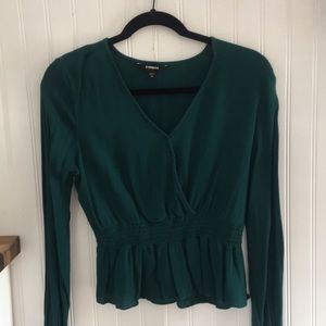 Dark green v-neck blouse